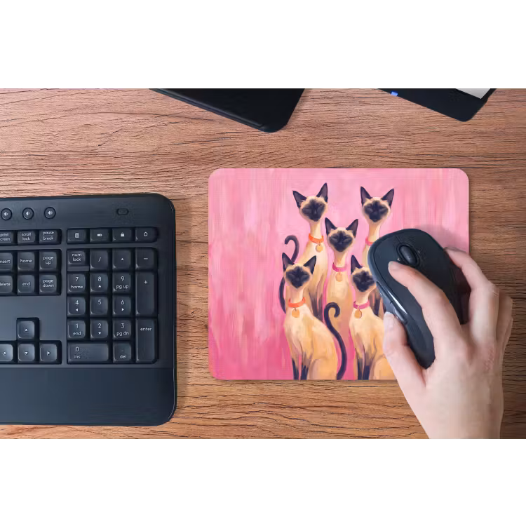 Kat - Groep - Dieren - Modern - Roze muismat rubber klein -toetsenbord