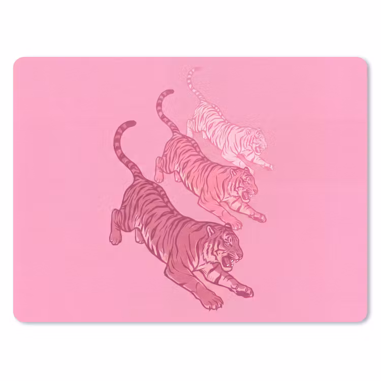 Kat - Springend - Dieren - Roze - Modern muismat rubber klein -3d