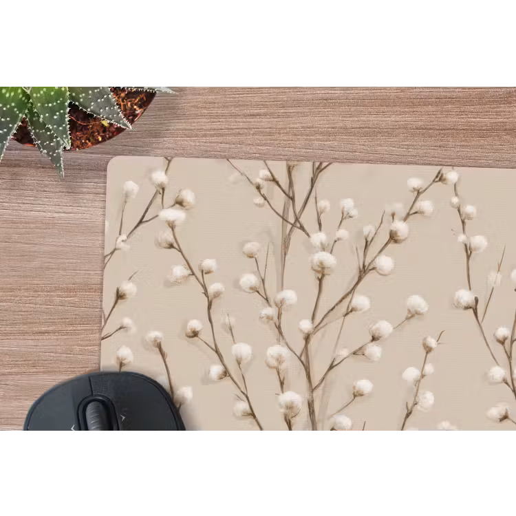 Katoen - Natuur - Taupe muismat rubber klein 262 -closeup