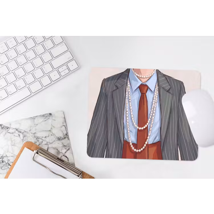 Kleding - Strik - Parels - Klassiek - Mode muismat rubber klein -witbureau