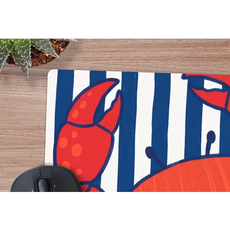 Krab - Strepen - Zeeleven - Illustratie - Rood muismat rubber klein -closeup