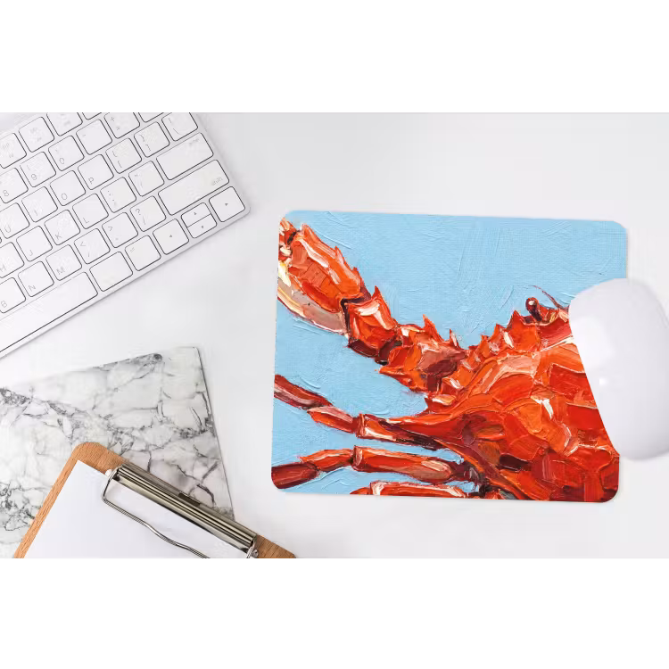 Krab - Zee - Dieren - Abstract - Rood muismat rubber klein -witbureau