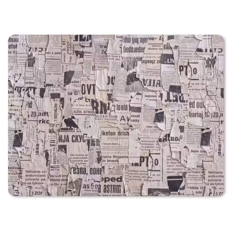 Krant - Gescheurd - Textuur - Abstract - Zwart-wit muismat rubber klein -3d