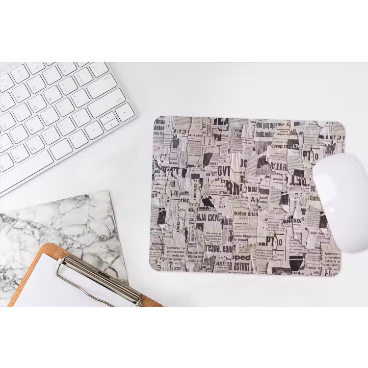 Krant - Gescheurd - Textuur - Abstract - Zwart-wit muismat rubber klein -witbureau