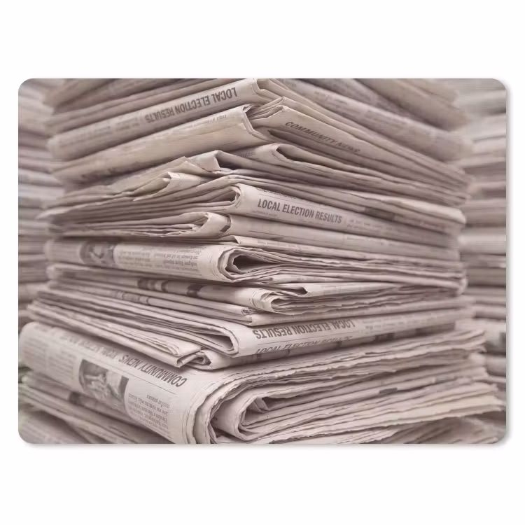 Kranten - Stapel - Nieuws - Vintage - Beige muismat rubber klein -3d