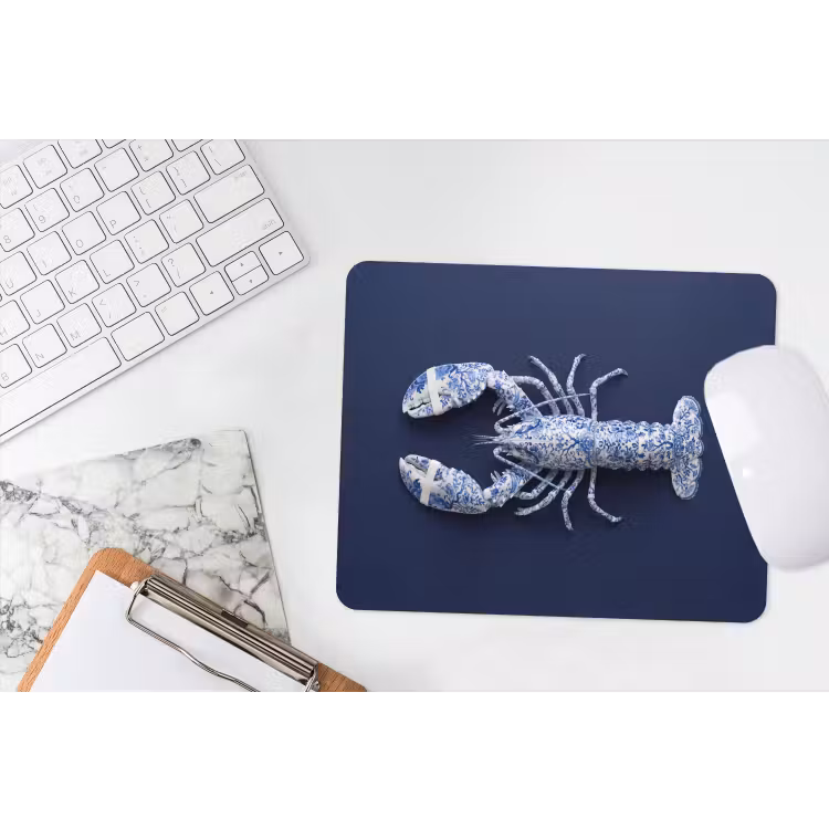 Kreeft - Porselein - Delfts - Blauw muismat rubber klein -witbureau