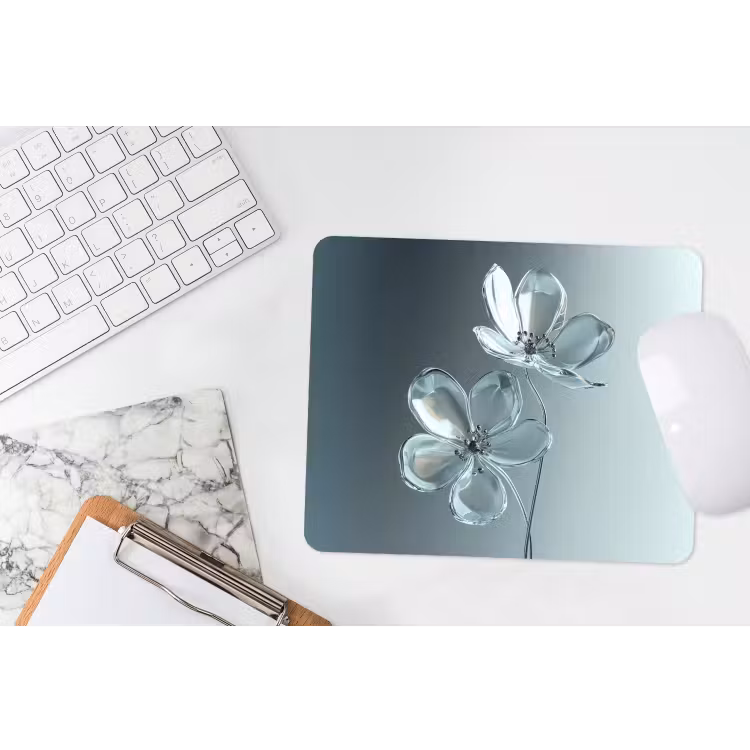 Kristal - Bloemen - Grijs muismat rubber klein -witbureau