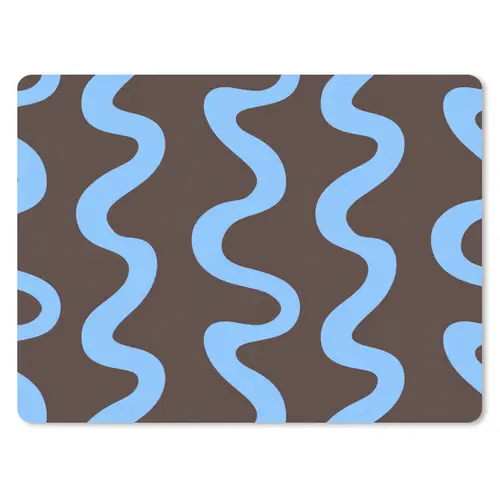 Kronkelende lijnen - Blauw - Bruin - Minimalistisch muismat rubber klein 262 -3d