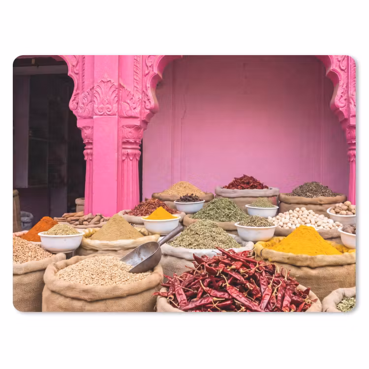 Muismat - Kruiden - Markt - Roze - Kruiden - Markt - Roze muismat rubber klein