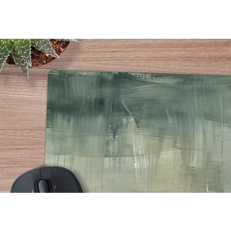 Kunst - Abstract - Modern - Groen - Roze muismat rubber klein -closeup
