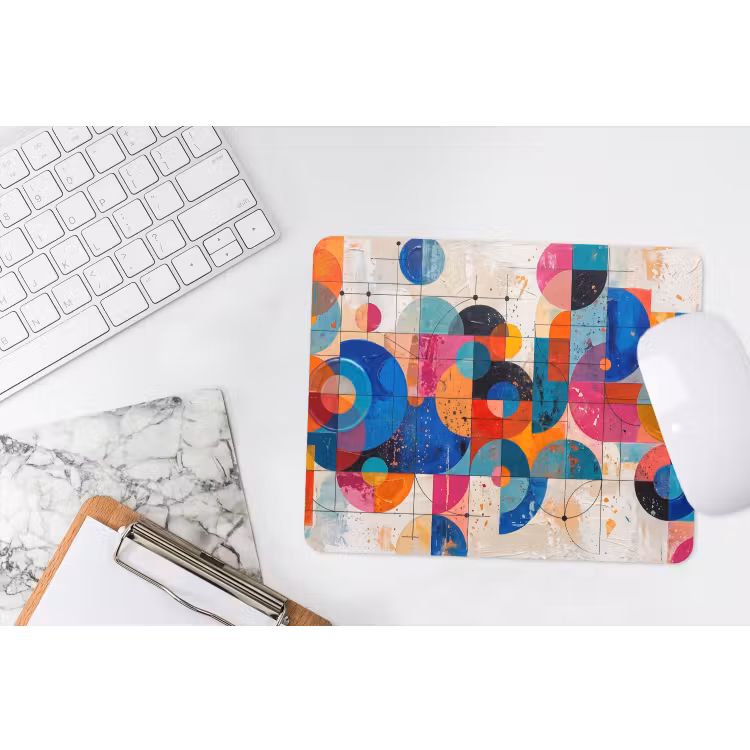 Kunst - Geometrisch - Abstract - Kleurrijk muismat rubber klein -witbureau