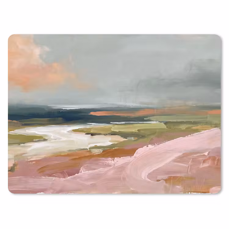 Landschap - Rivier - Abstract - Roze - Groen muismat rubber klein -3d