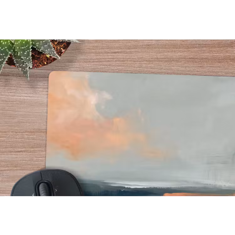 Landschap - Rivier - Abstract - Roze - Groen muismat rubber klein -closeup