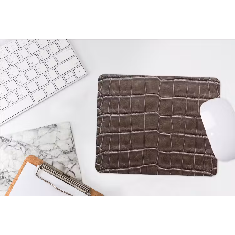 Leer - Krokodil - Mat muismat rubber klein -witbureau