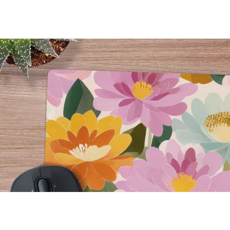 Lelies - Aquarel - Pastel muismat rubber klein 262 -closeup