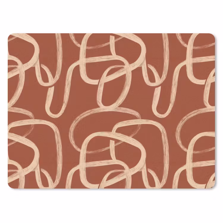 Lijnen - Abstract - Organisch - Terracotta - Crème muismat rubber klein 262 -3d