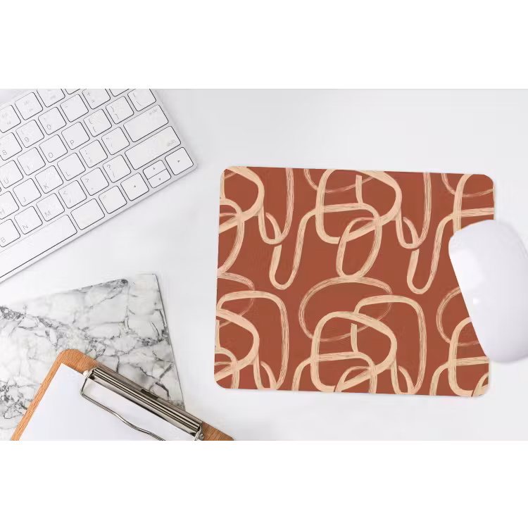 Lijnen - Abstract - Organisch - Terracotta - Crème muismat rubber klein 262 -witbureau