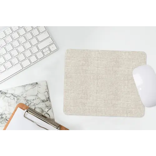 Linnen - Textuur - Beige muismat rubber klein 262 -witbureau