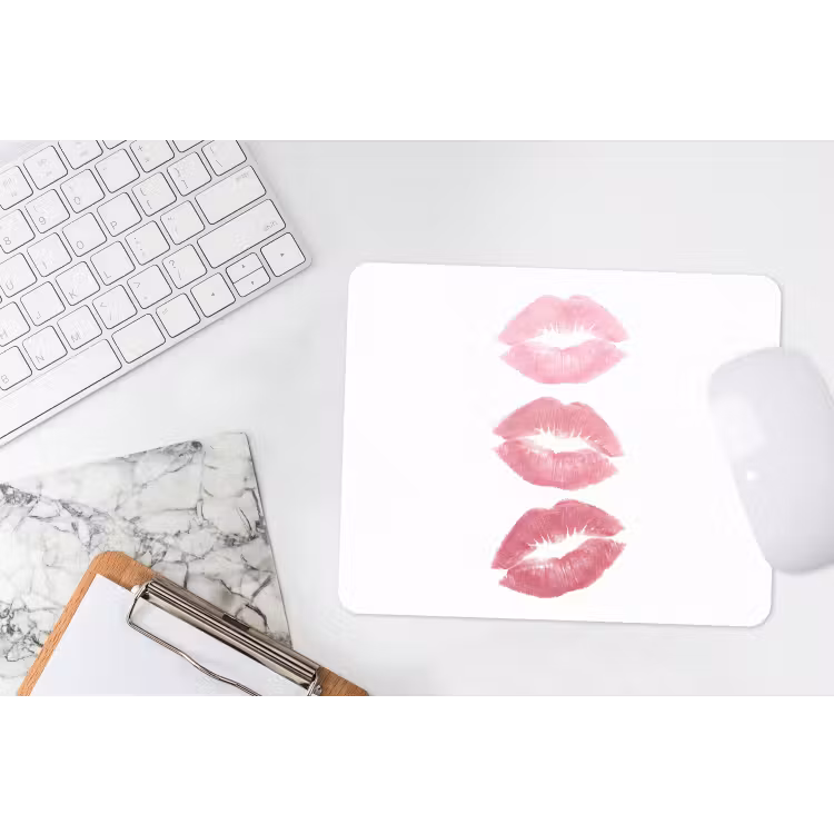 Lippen - Kusafdruk - Roze - Modern - Abstract muismat rubber klein -witbureau