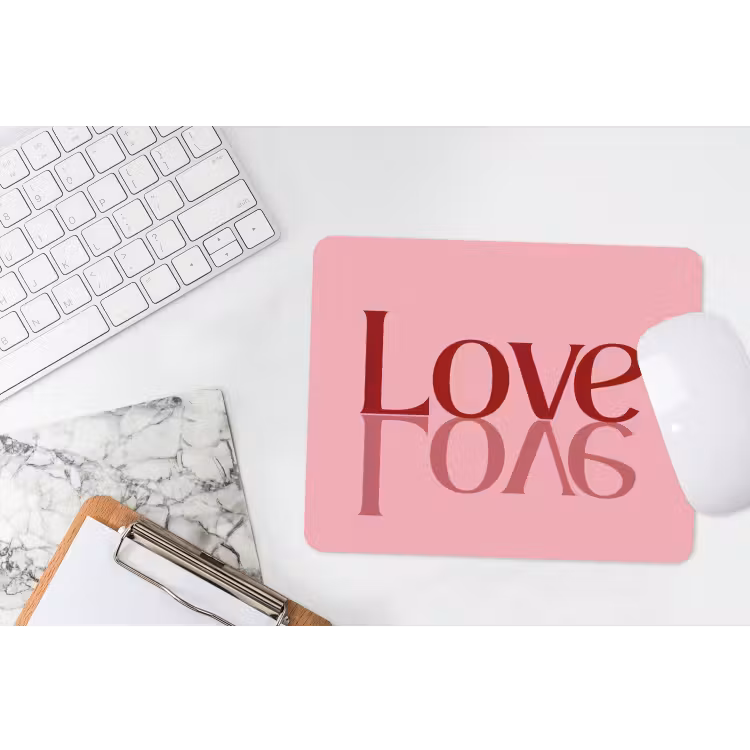 Love - Roze - Spiegeling muismat rubber klein -witbureau
