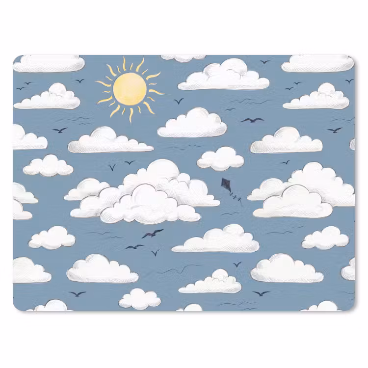 Lucht - Zon - Wolken - Natuur - Blauw muismat rubber klein -3d