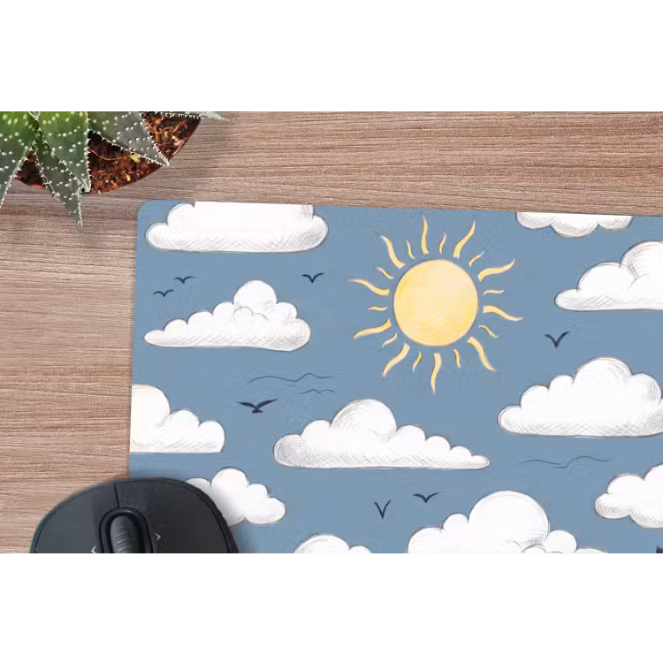 Lucht - Zon - Wolken - Natuur - Blauw muismat rubber klein -closeup