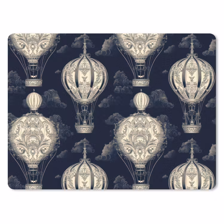 Luchtballonnen - Wolken - Patroon - Donkerblauw muismat rubber klein 262 -3d