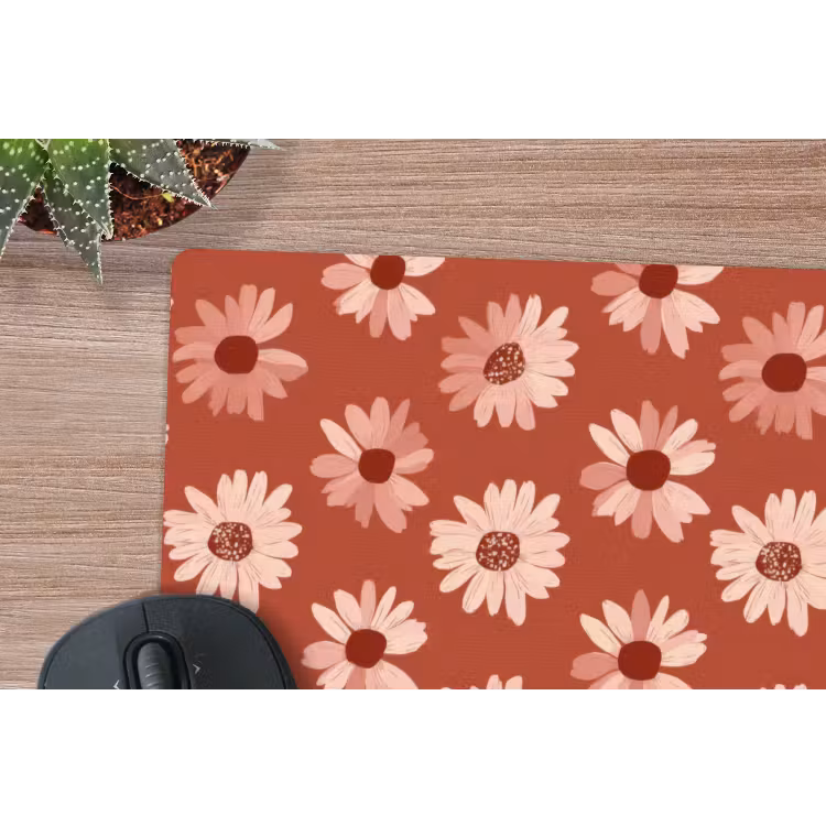 Madelief - Retro - Terracotta muismat rubber klein 262 -closeup