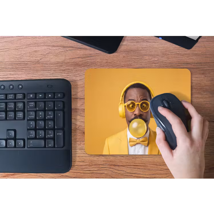 Man - Bubblegum - Portret - Geel - Modern muismat rubber klein -toetsenbord