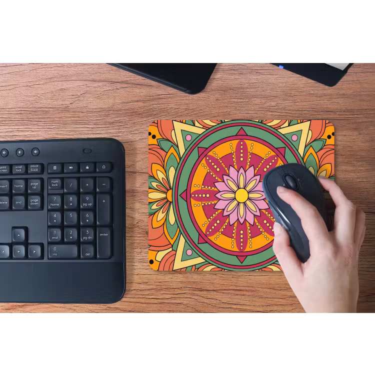 Mandala - Bloemen - Abstract - Kleurrijk muismat rubber klein -toetsenbord
