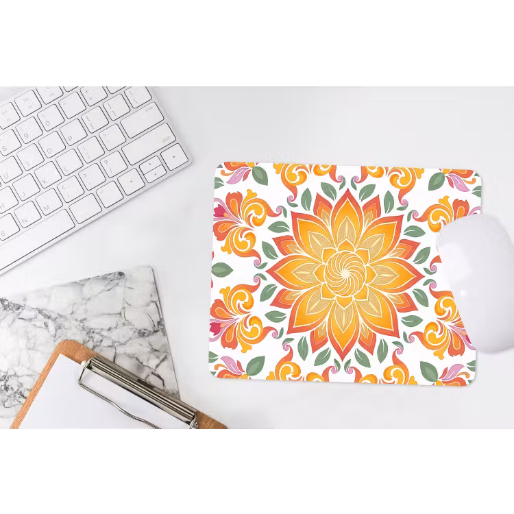 Mandala - Bloemen - Decoratie - Kleurrijk - Abstract muismat rubber klein -witbureau