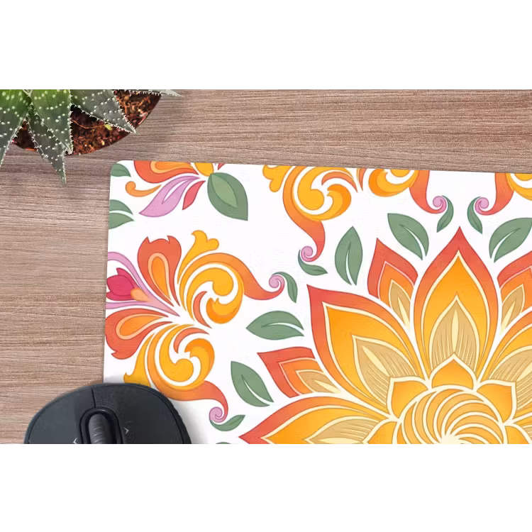 Mandala - Bloemen - Decoratie - Kleurrijk - Abstract muismat rubber klein -closeup