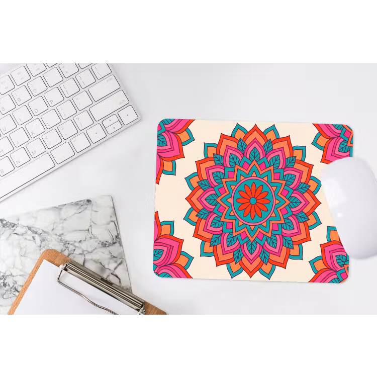 Mandala - Patroon - Abstract - Kleurrijk - Modern muismat rubber klein -witbureau