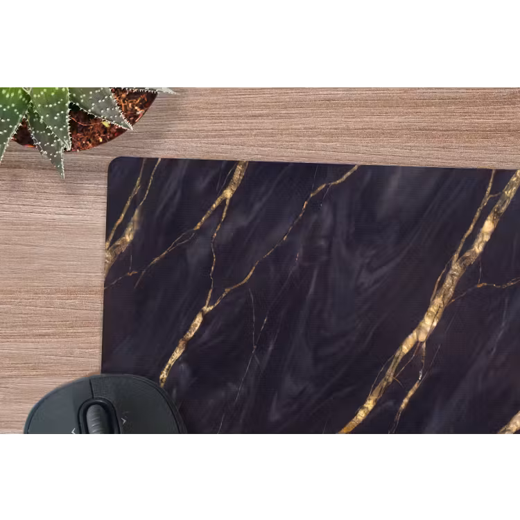 Marmer - Gouden aders - Abstract - Zwart muismat rubber klein -closeup