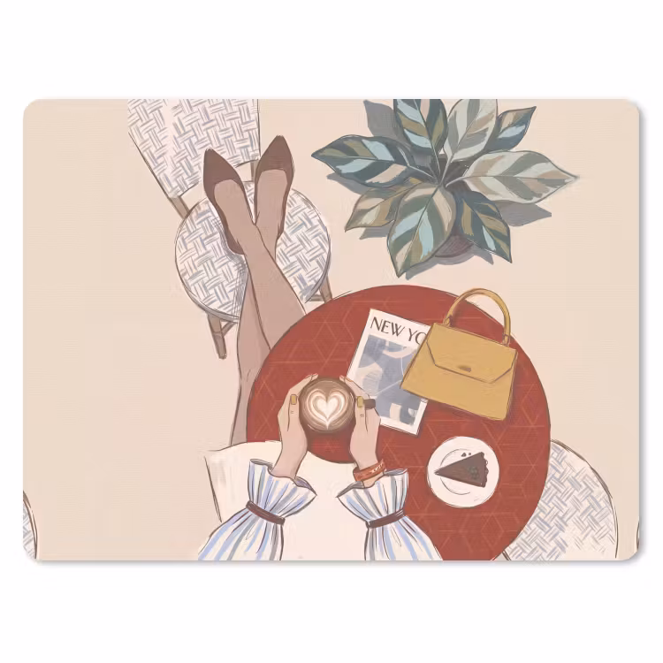 Mensen - Cafe - Koffie - Stadsleven - Modern muismat rubber klein -3d