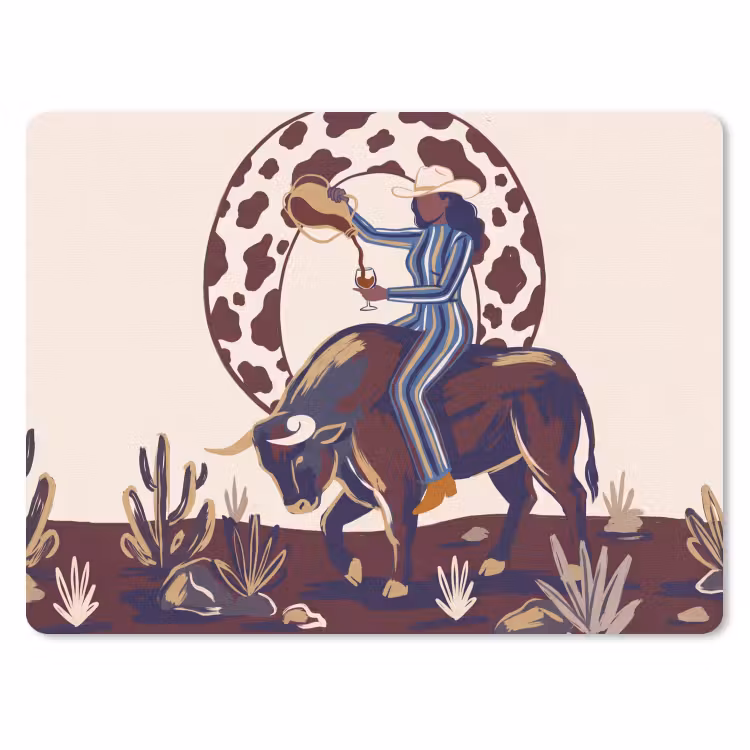 Mensen - Dieren - Cowboy - Abstract - Kleurrijk muismat rubber klein -3d