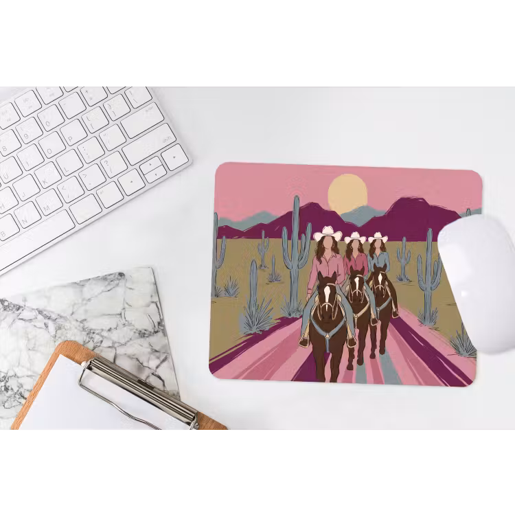 Mensen - Paard - Woestijn - Abstract - Roze muismat rubber klein -witbureau