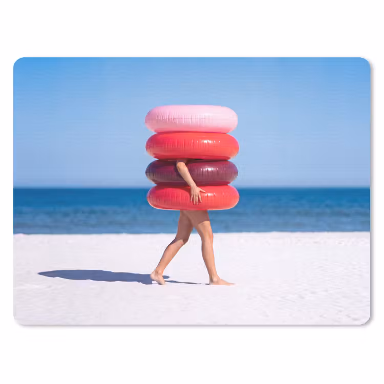 Mensen - Strand - Zomer - Recreatie - Kleurrijk muismat rubber klein -3d