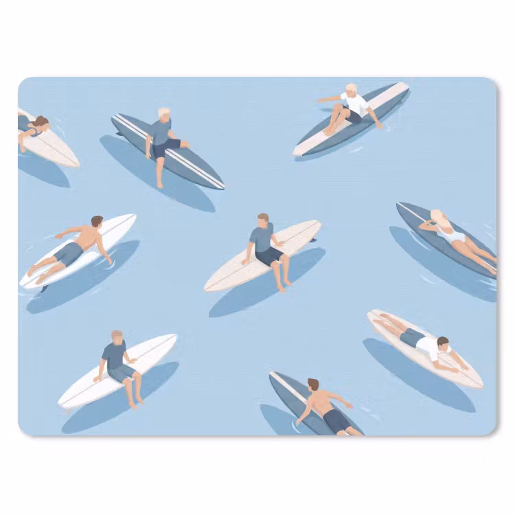Mensen - Surfen - Water - Zomer - Illustratie muismat rubber klein -3d