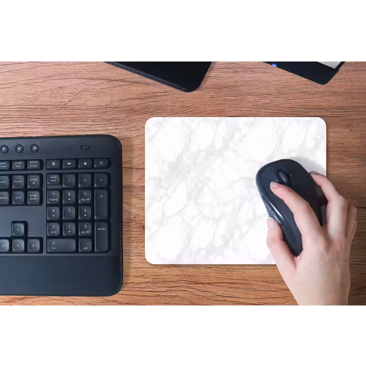 Minimalistisch - Wit - Grijze aders muismat rubber klein 262 -toetsenbord