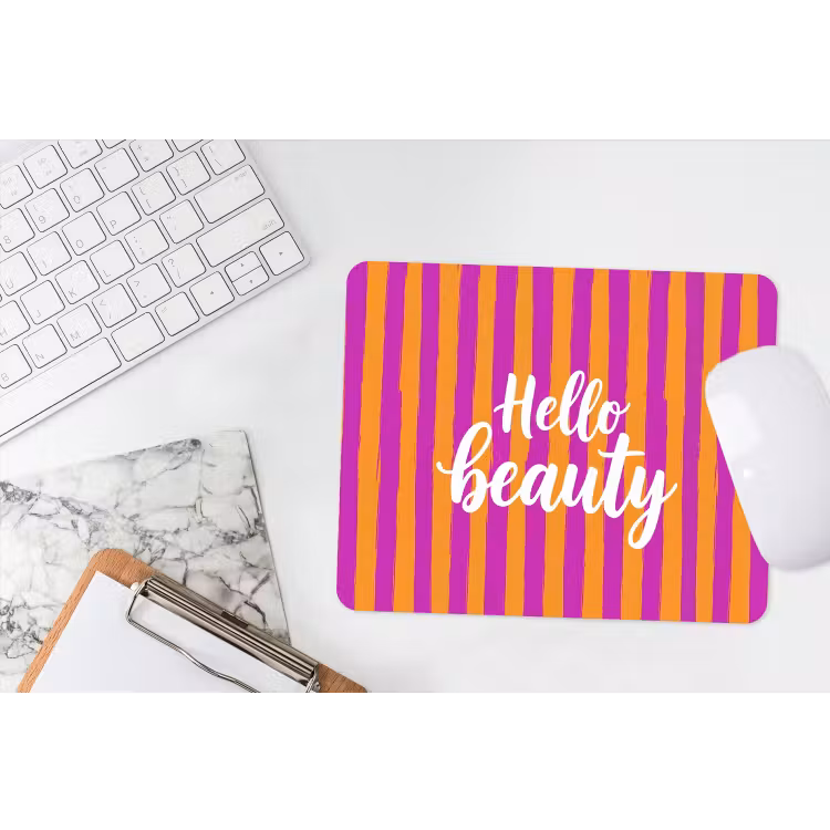Modern - Hello - Oranje muismat rubber klein -witbureau