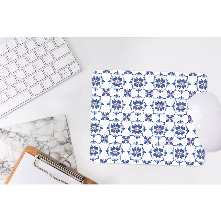 Modern - Patroon - Blauw - Roze muismat rubber klein 262 -witbureau