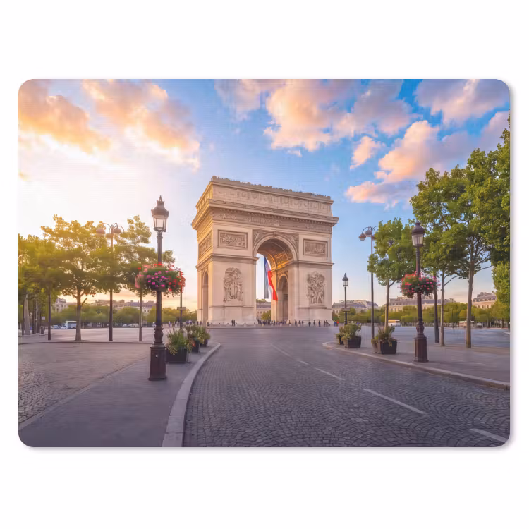 Monument - Parijs - Zonsondergang - Architectuur - Goud muismat rubber klein -3d