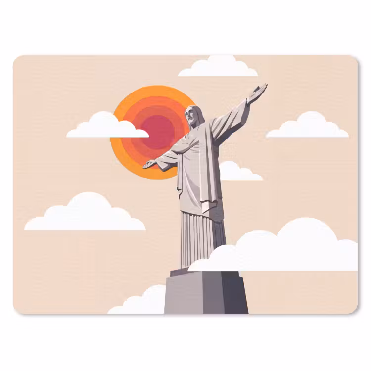 Monument - Stad - Zonsondergang - Minimalistisch - Oranje muismat rubber klein -3d