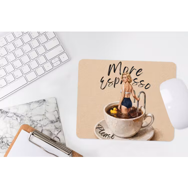 More espresso - Koffie - Eend muismat rubber klein -witbureau