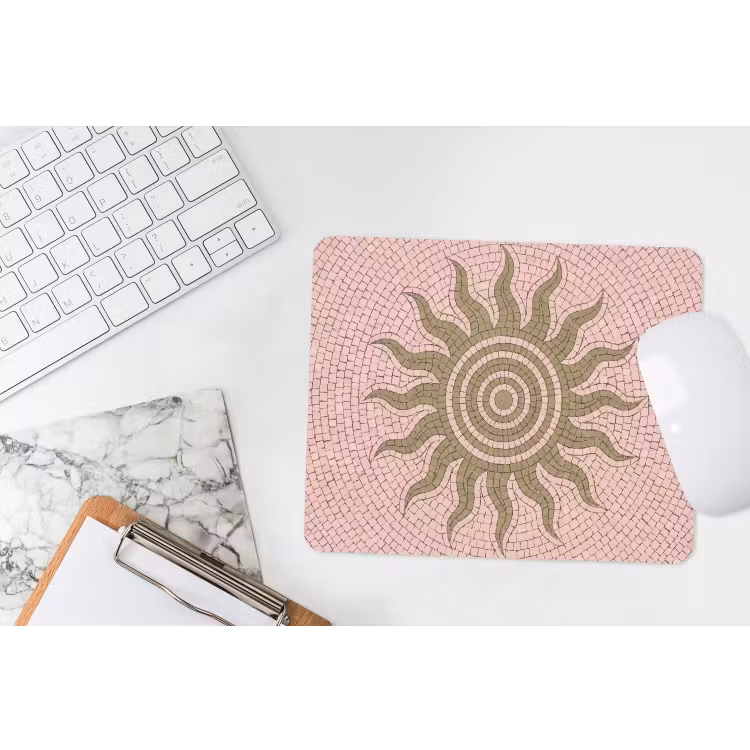 Mozaïek - Zon - Patroon - Klassiek - Roze muismat rubber klein -witbureau