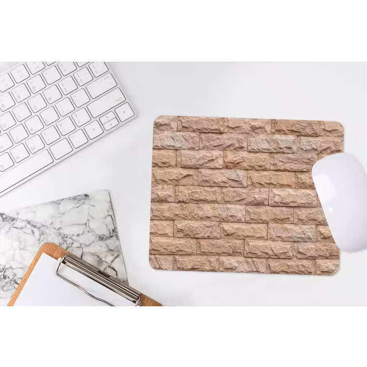 Muur - Steen - Ruw - Textuur - Beige muismat rubber klein -witbureau