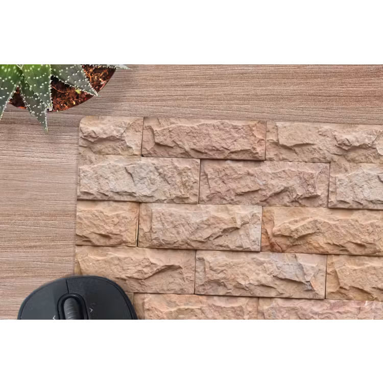 Muur - Steen - Ruw - Textuur - Beige muismat rubber klein -closeup