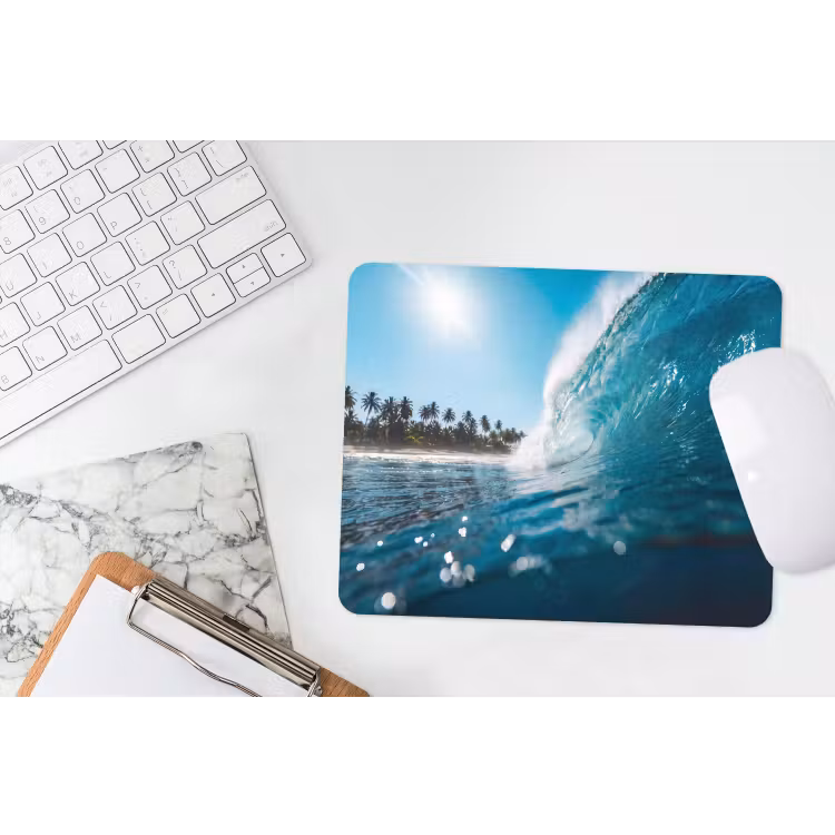 Oceaan - Golf - Strand - Natuur - Blauw muismat rubber klein -witbureau