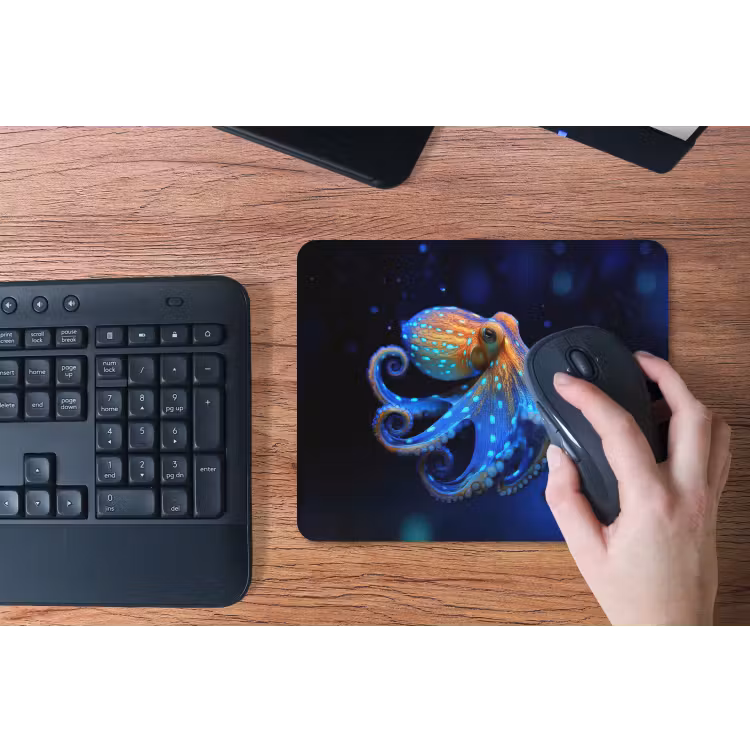 Octopus - Stippen - Blauw - Zee muismat rubber klein -toetsenbord
